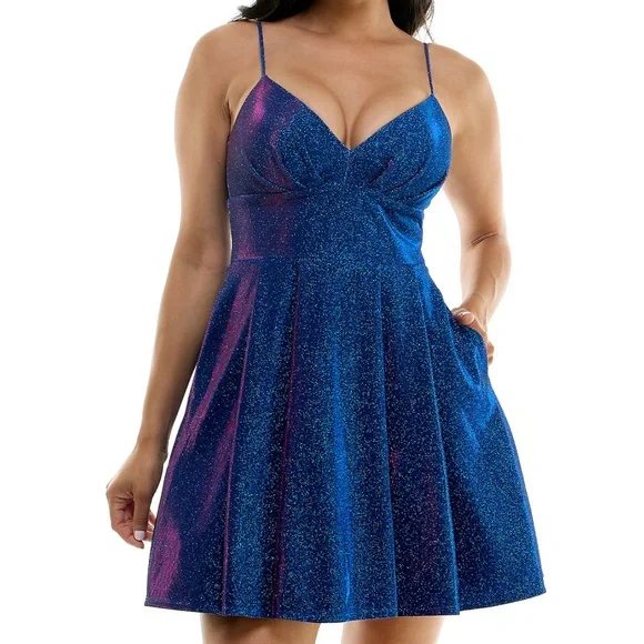 GUC Juniors Elegant Blue Glitter Dress - Picture 2 of 5